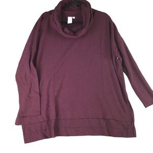 Ady P Womens Medium Oversized Tunic Sweater Maroon Cowl Neck High Low Hem NWOT